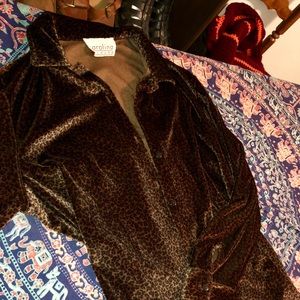 Velvet leopard print button up